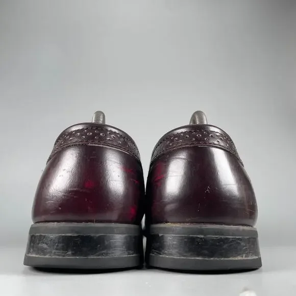 GH Bass & Co Men's 9.5 W Burgundy Leather Slip On Tassel Kilt Loafers Dress Shoe